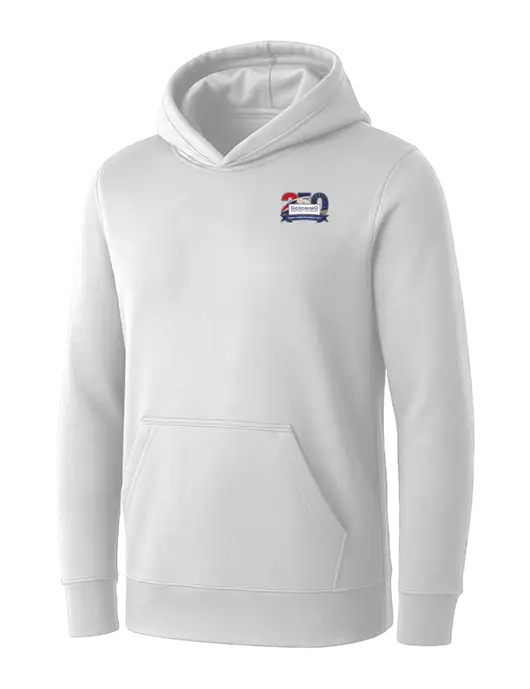 Womens White Core Fleece Pullover Hooded Sweatshirt w/Geronimo 250th Logo