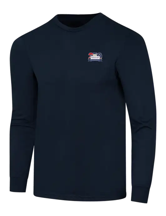 Simply Soft Long Sleeve Navy 4.5 oz, Poly/Combed Ring Spun Cotton T-Shirt w/Geronimo 250th Logo