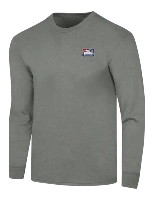 Simply Soft Long Sleeve Heathered Charcoal 4.5 oz, Poly/Combed Ring Spun Cotton T-Shirt w/Geronimo 250th Logo