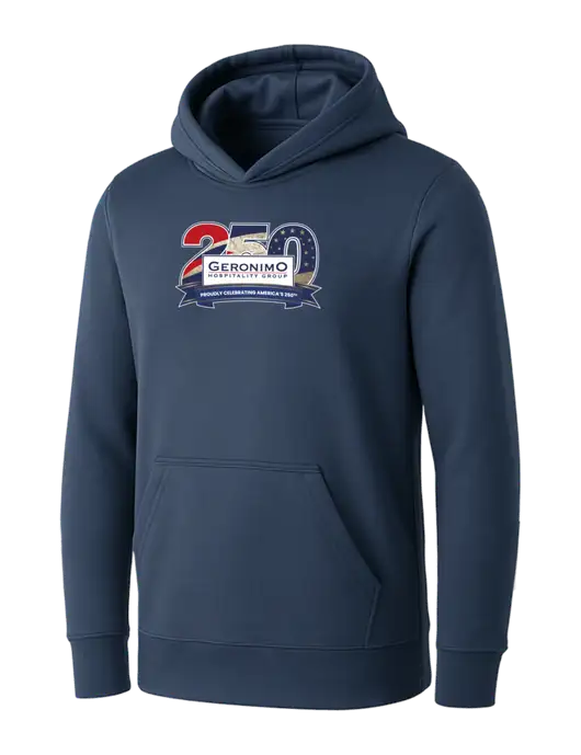 Womens Navy Core Fleece Pullover Hooded Sweatshirt w/Geronimo 250th Logo