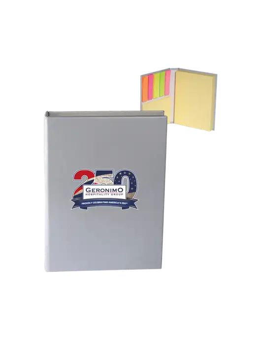 Light Medium Grey Sticky Book Folio, 3.125 x 4.125 w/Geronimo 250th Logo