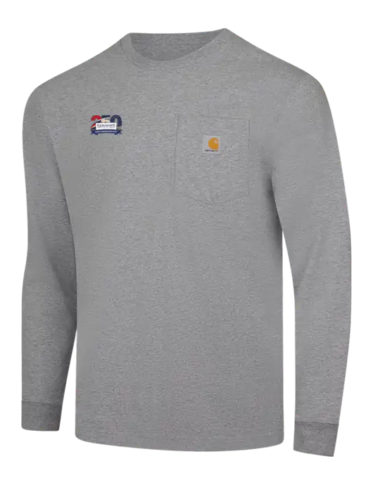 Carhartt Light Grey Heather Workwear Pocket Long Sleeve T-Shirt w/Geronimo 250th Logo