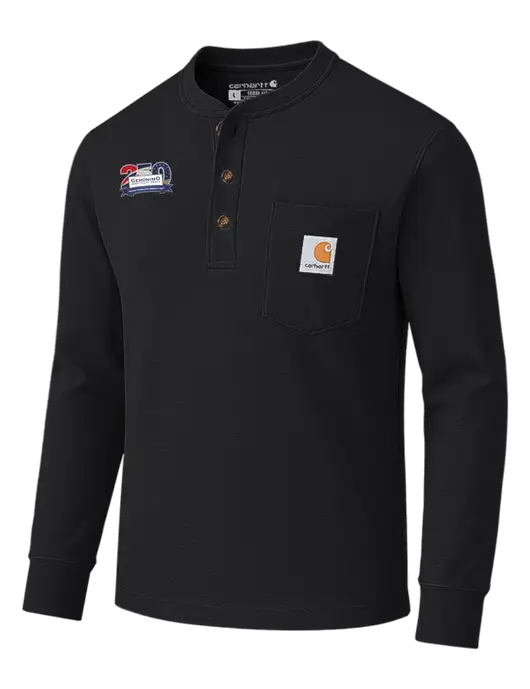 Carhartt Black Long Sleeve Henley Shirt w/Geronimo 250th Logo