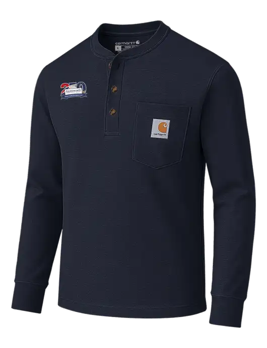 Carhartt Navy Long Sleeve Henley Shirt w/Geronimo 250th Logo