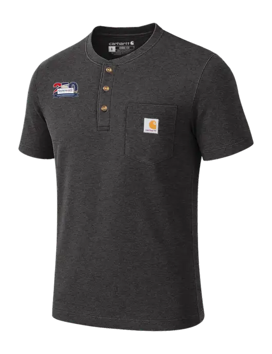 Carhartt Dark Grey Heather Short Sleeve Henley Shirt w/Geronimo 250th Logo