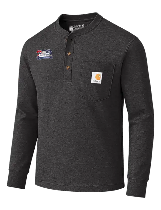 Carhartt Dark Grey Heather Long Sleeve Henley Shirt w/Geronimo 250th Logo