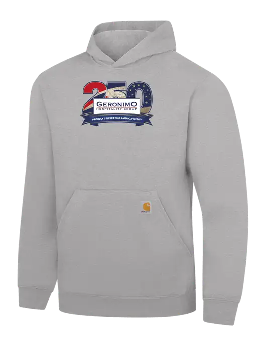 Carhartt Light Grey Heather Midweight Hooded Sweatshirt w/Geronimo 250th Logo