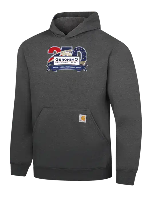 Carhartt Dark Grey Heather Midweight Hooded Sweatshirt w/Geronimo 250th Logo