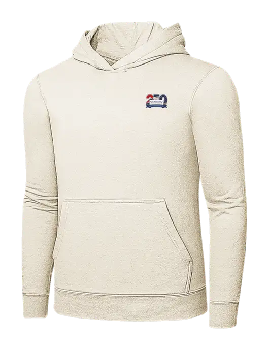 Very Light Tan 7.8 oz Ring Spun Hooded Sweatshirt w/Geronimo 250th Logo