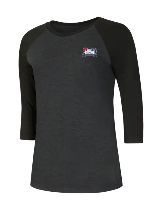 Womens Simply Soft 3/4 Sleeve Black/Black Frost Ring Spun Cotton T-Shirt w/Hendricks 250th Logo
