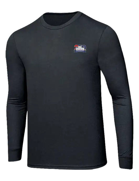 Simply Soft Long Sleeve Black Frost 4.5 oz, Poly/Combed Ring Spun Cotton T-Shirt w/Hendricks 250th Logo