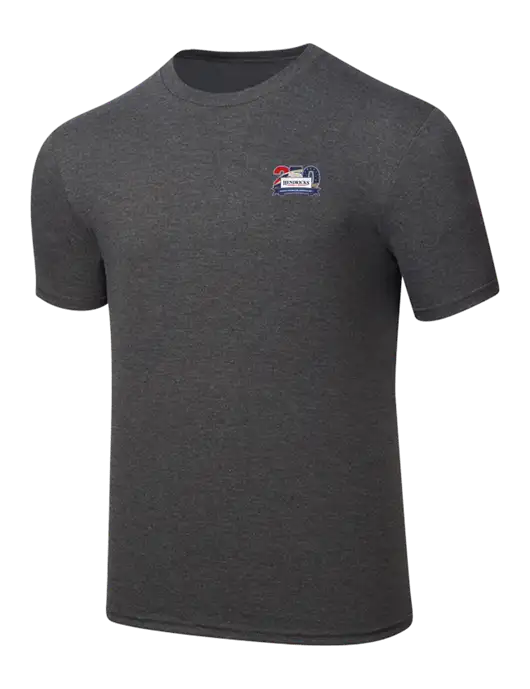 Simply Soft Heathered Charcoal 4.5oz  Poly/Combed Ring Spun Cotton T-Shirt w/Hendricks 250th Logo