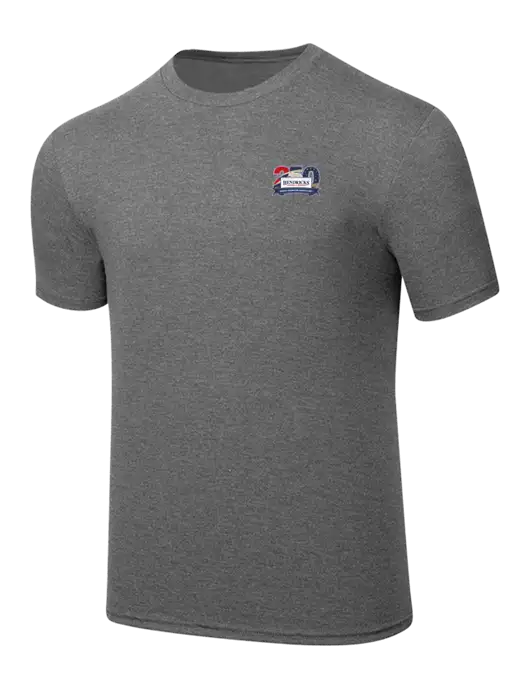 Simply Soft Heathered Medium Grey 4.5oz  Poly/Combed Ring Spun Cotton T-Shirt w/Hendricks 250th Logo