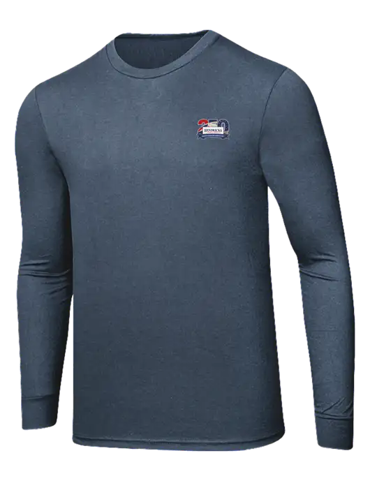 Simply Soft Long Sleeve Navy Frost 4.5 oz, Poly/Combed Ring Spun Cotton T-Shirt w/Hendricks 250th Logo
