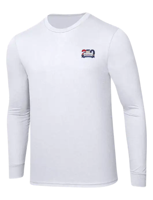 Simply Soft Long Sleeve White 4.5 oz, Poly/Combed Ring Spun Cotton T-Shirt w/Hendricks 250th Logo