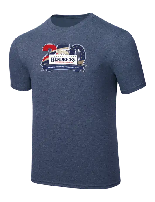 Simply Soft Navy Frost 4.5oz  Poly/Combed Ring Spun Cotton T-Shirt w/Hendricks 250th Logo