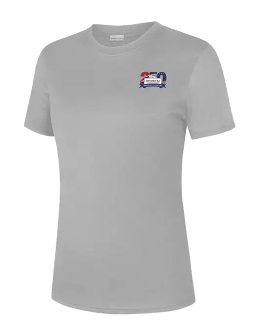  Womens Light Grey PosiCharge Competitor Tee w/Hendricks 250th Logo