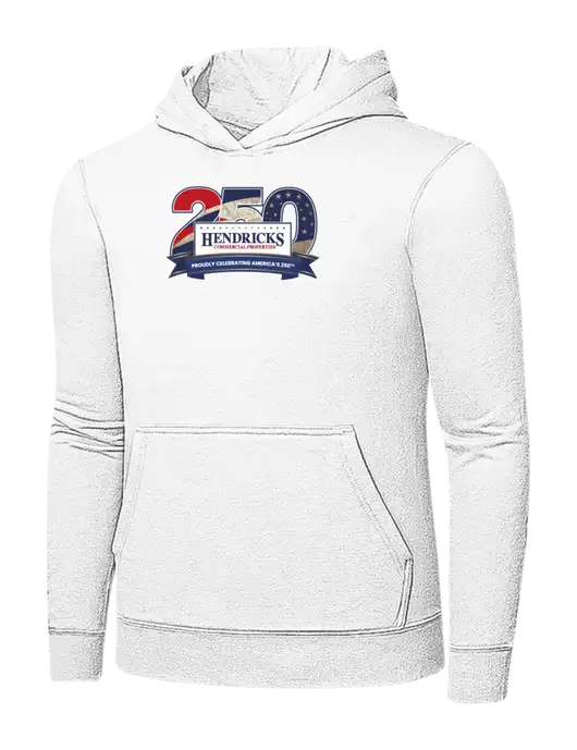 White 7.8 oz Ring Spun Hooded Sweatshirt w/Hendricks 250th Logo