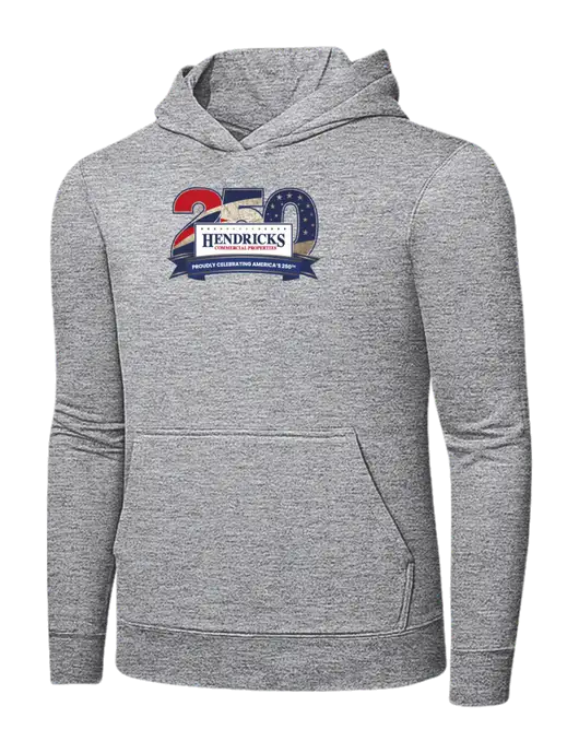 Light Grey Heather 7.8 oz Ring Spun Hooded Sweatshirt w/Hendricks 250th Logo