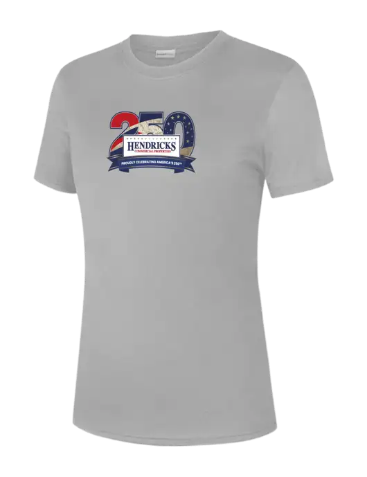  Womens Light Grey PosiCharge Competitor Tee w/Hendricks 250th Logo