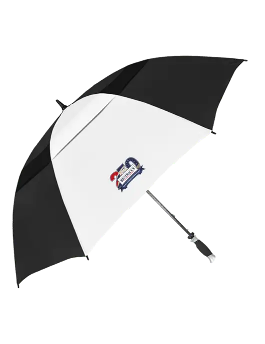 Black/White Vented Typhoon Tamer Golf Umbrella w/Hendricks 250th Logo
