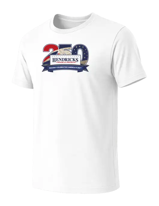 BELLA+CANVAS White Blend CVC Short Sleeve Tee w/Hendricks 250th Logo