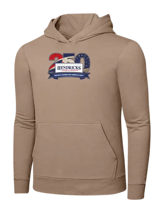 Sand 7.8. oz Ring Spun Hooded Sweatshirt w/Hendricks 250th Logo