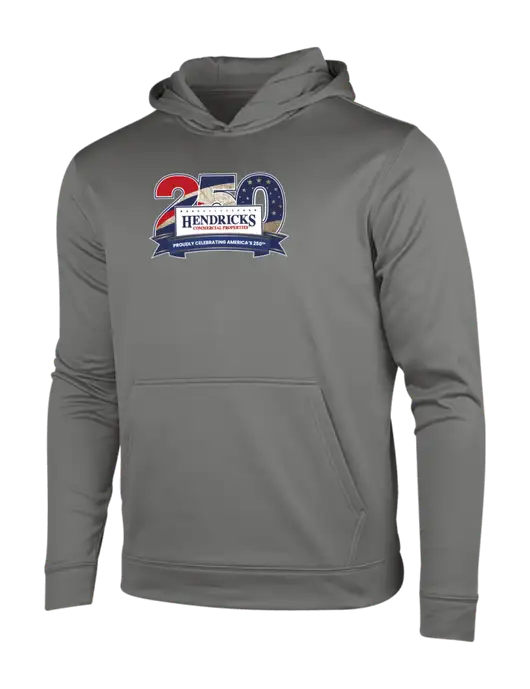 Dark Smoke Grey Sport-Wick Fleece Hooded Pullover w/Hendricks 250th Logo