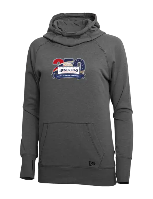 New Era Black Heather Womens Tri-Blend Fleece Pullover Hoodie w/Hendricks 250th Logo