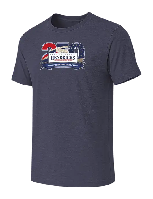 BELLA+CANVAS Heather Navy CVC Short Sleeve Tee w/Hendricks 250th Logo