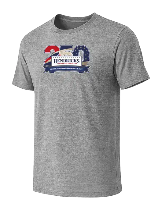 BELLA+CANVAS Heather Grey CVC Short Sleeve Tee w/Hendricks 250th Logo