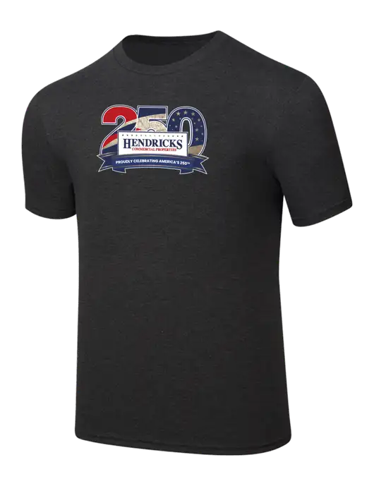 Simply Soft Black Frost 4.5oz  Poly/Combed Ring Spun Cotton T-Shirt w/Hendricks 250th Logo
