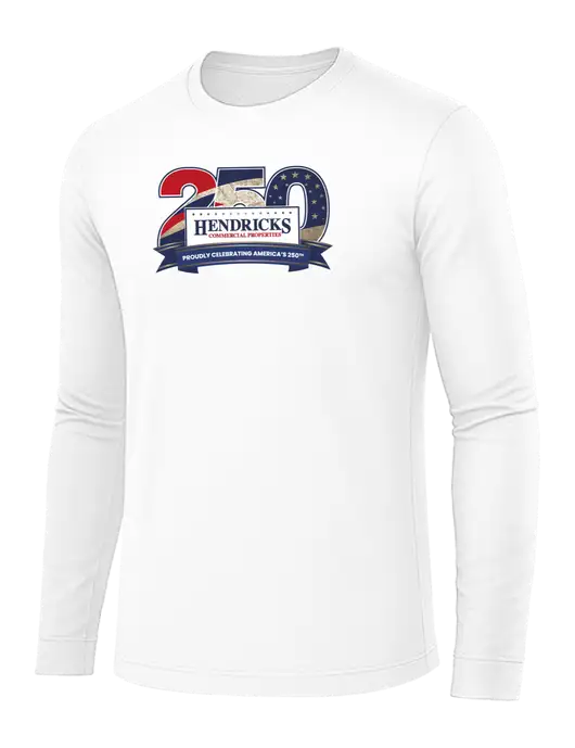 Long Sleeve White PosiCharge Competitor Tee w/Hendricks 250th Logo