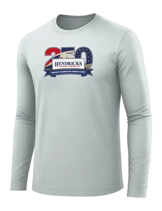 Long Sleeve Light Grey PosiCharge Competitor Tee w/Hendricks 250th Logo