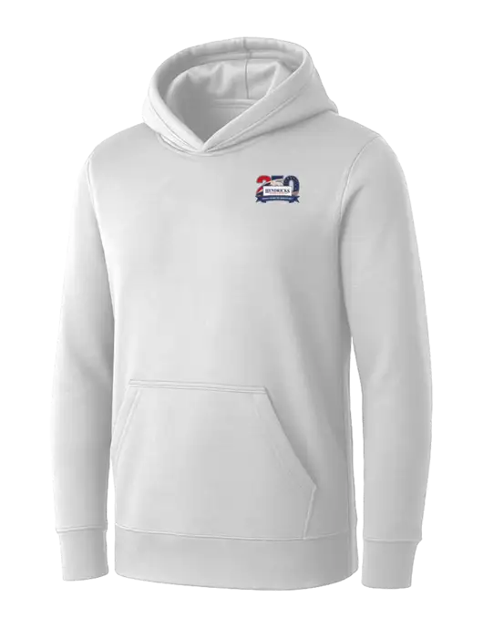 Womens White Core Fleece Pullover Hooded Sweatshirt w/Hendricks 250th Logo
