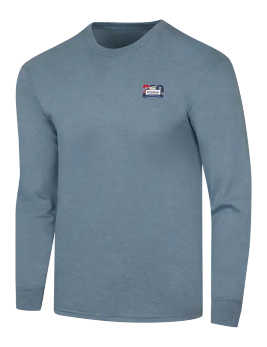 Simply Soft Long Sleeve Slate Blue Heather 4.5 oz, Poly/Combed Ring Spun Cotton T-Shirt w/Hendricks 250th Logo