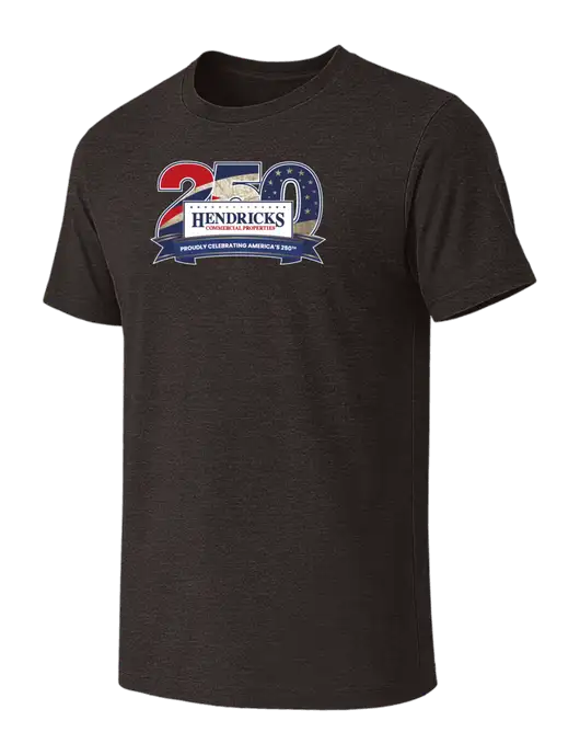 BELLA+CANVAS Dark Grey Heather CVC Short Sleeve Tee w/Hendricks 250th Logo