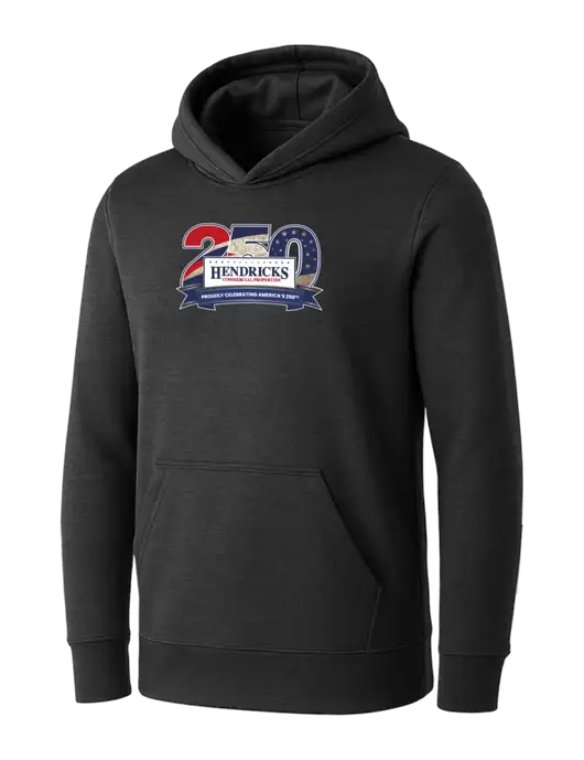 Womens Dark Grey Heather Core Fleece Pullover Hooded Sweatshirt w/Hendricks 250th Logo