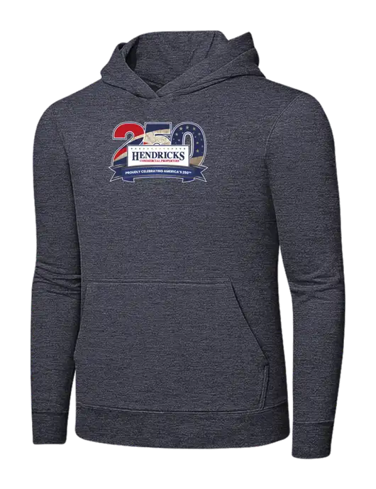 Heather Navy 7.8 oz Ring Spun Hooded Sweatshirt w/Hendricks 250th Logo