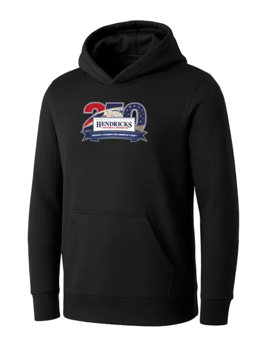Womens Black Core Fleece Pullover Hooded Sweatshirt w/Hendricks 250th Logo