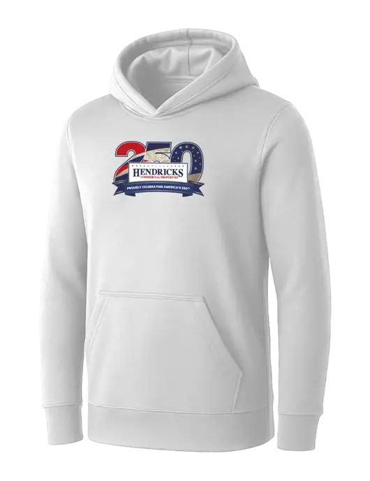 Womens White Core Fleece Pullover Hooded Sweatshirt w/Hendricks 250th Logo