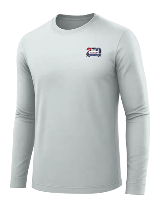Long Sleeve Light Grey PosiCharge Competitor Tee w/Hendricks 250th Logo