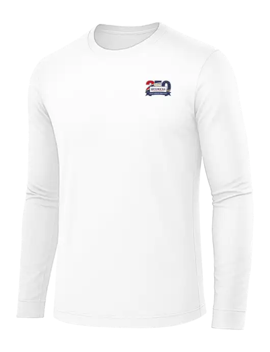 Long Sleeve White PosiCharge Competitor Tee w/Hendricks 250th Logo