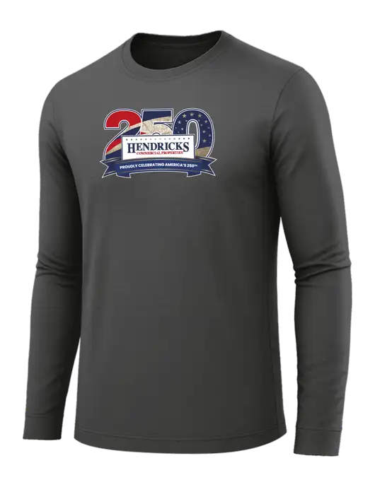 Long Sleeve Dark Grey PosiCharge Competitor Tee w/Hendricks 250th Logo
