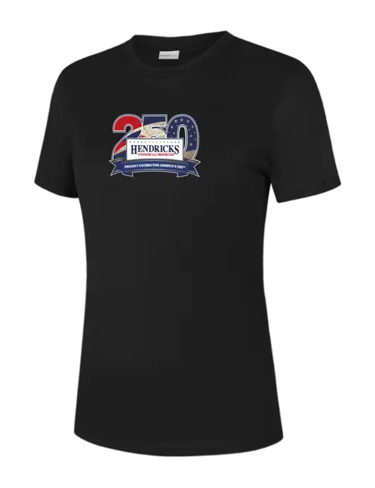  Womens Black PosiCharge Competitor Tee w/Hendricks 250th Logo