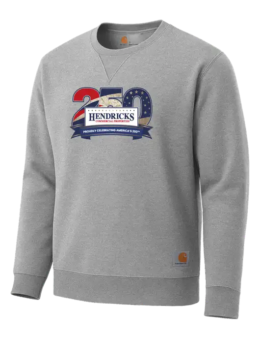 Carhartt Light Grey Heather Midweight Crewneck Sweatshirt w/Hendricks 250th Logo