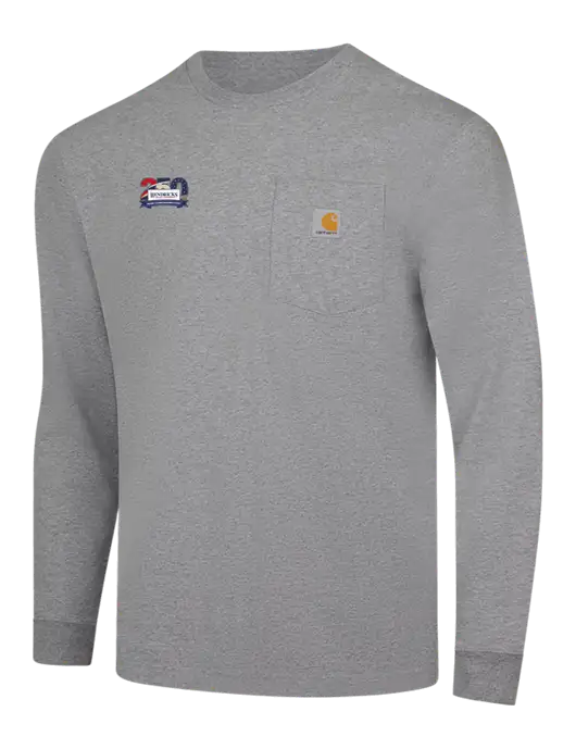 Carhartt Light Grey Heather Workwear Pocket Long Sleeve T-Shirt w/Hendricks 250th Logo