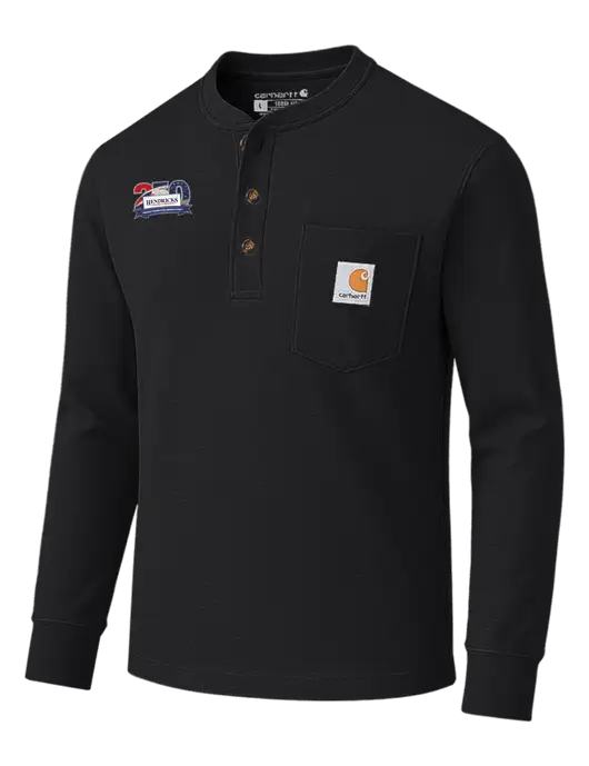 Carhartt Black Long Sleeve Henley Shirt w/Hendricks 250th Logo