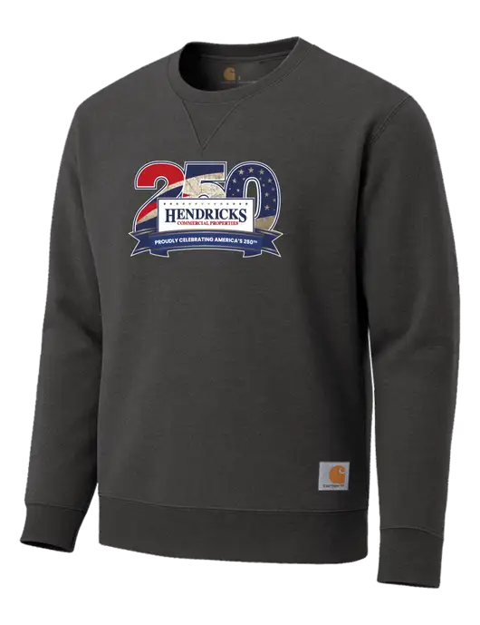 Carhartt Dark Grey Heather Midweight Crewneck Sweatshirt w/Hendricks 250th Logo