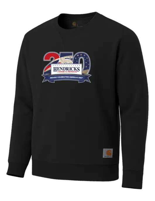 Carhartt Black Midweight Crewneck Sweatshirt w/Hendricks 250th Logo